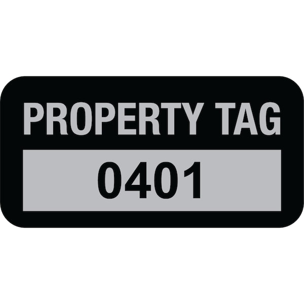 Lustre-Cal Property ID Label PROPERTY TAG5 Alum Black 1.50in x 0.75in Serialized 0401-0500, 100PK 253769Ma1K0401 - main